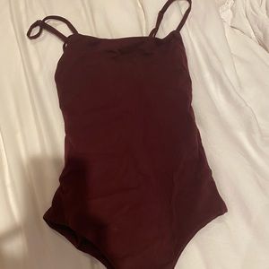 About Us Maroon Backless Bodysuit